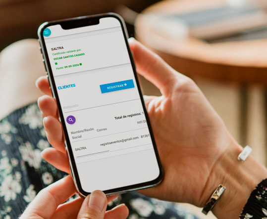 Panel de gestión Saltra en móvil